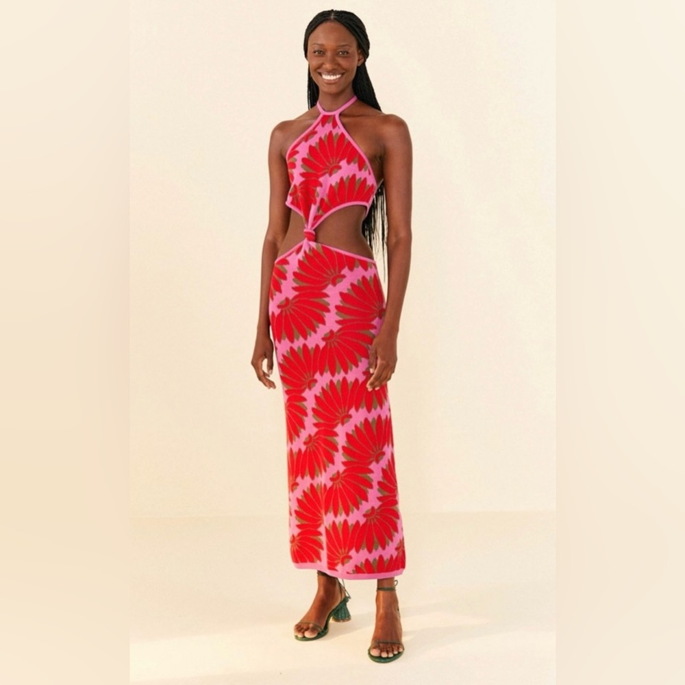FARM RIO copacabana pink knit maxi dress SIZE SMALL